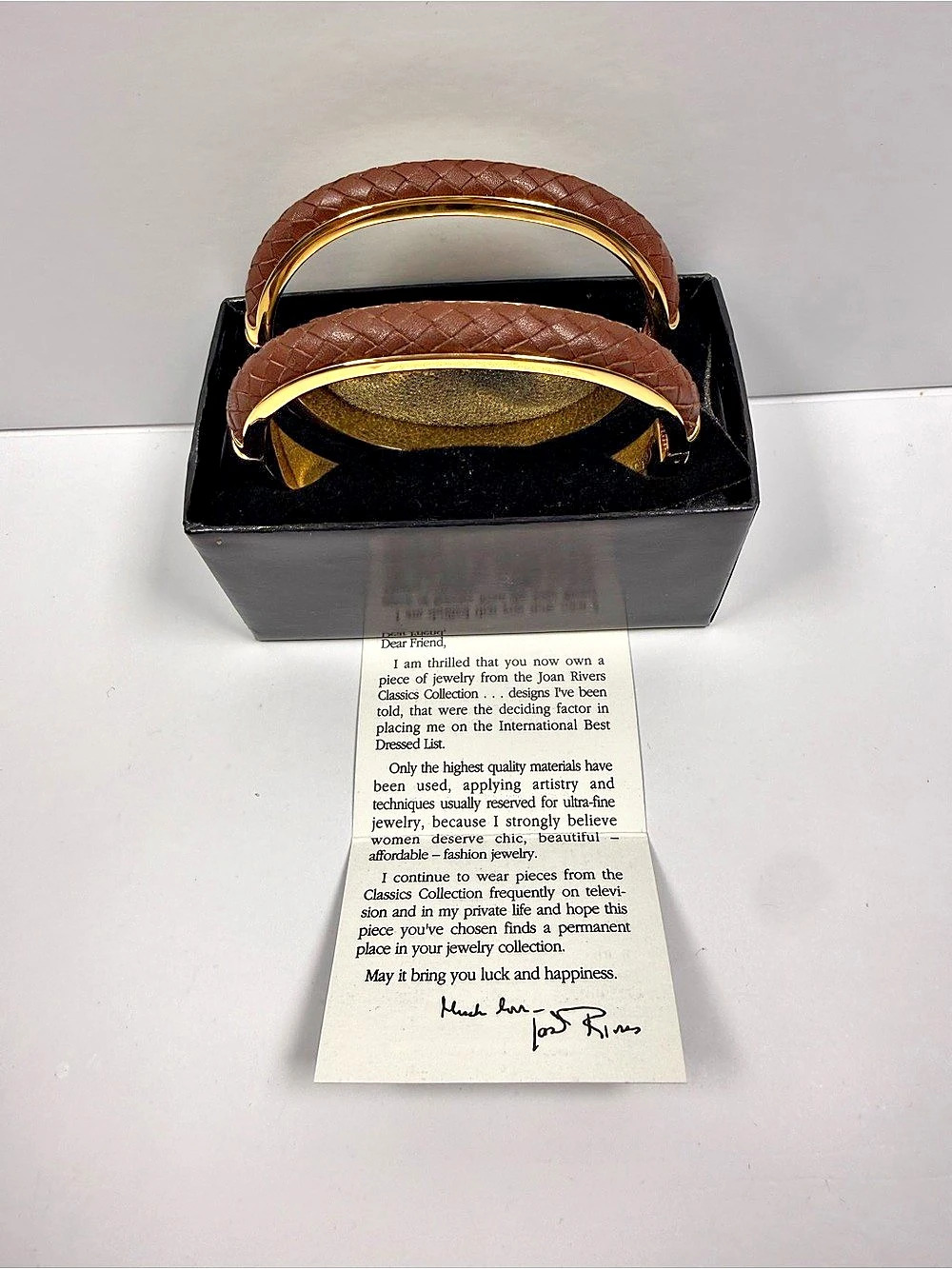 Joan Rivers Classics Collection Brown & Gold Bangle Bracelet Set Used